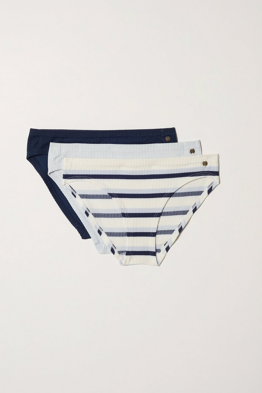 blue striped bikini set of 3